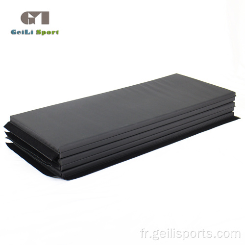 Tapis de gymnastique noir pliable en mousse épaisse